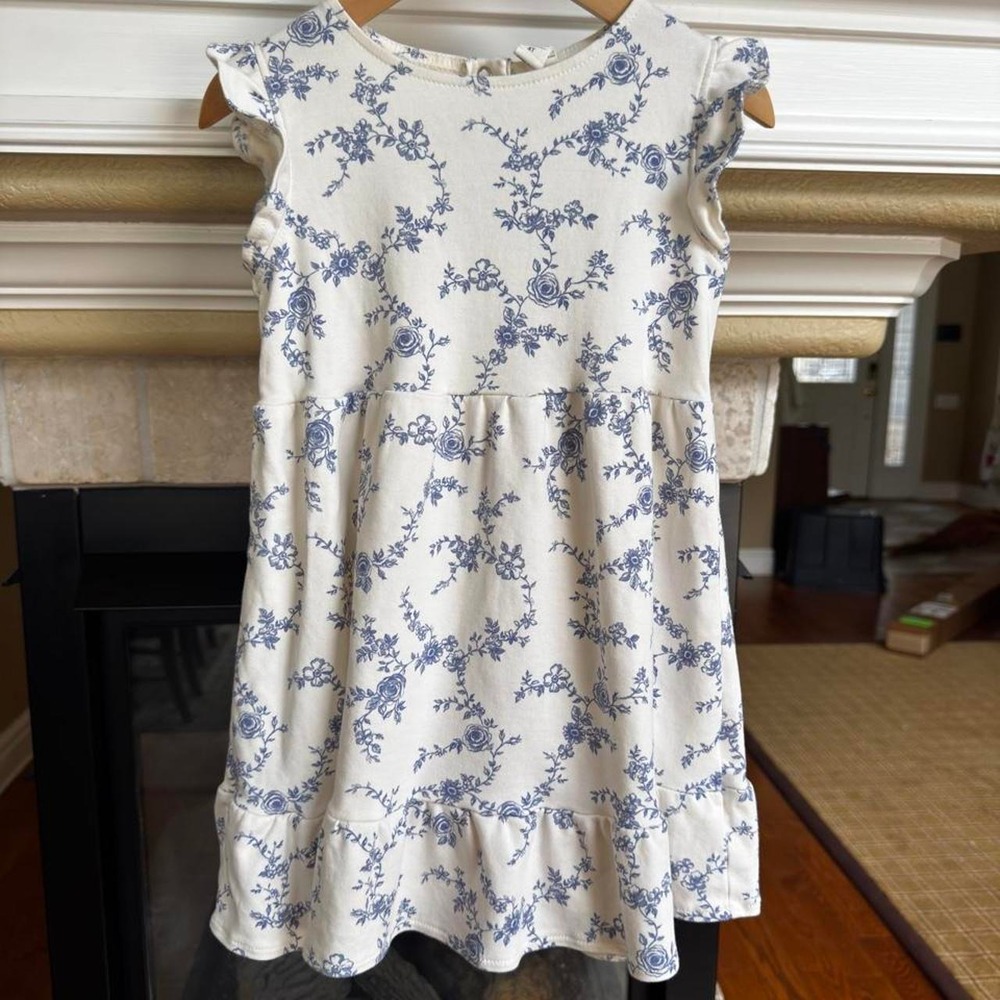 Colored Organics Cream & Blue Floral Dress Pictures Church Preschool